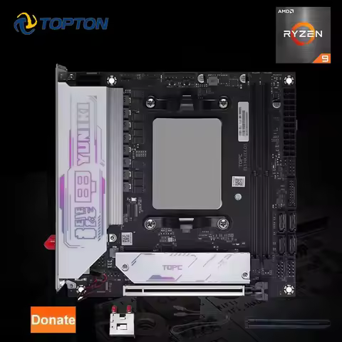 Topton 4-Bay NAS Motherboard AMD Ryzen 9 8945HX R7 7745HX 2*M.2 NVMe 4*SATA PCIe4.0X16 2.5G LAN Mini