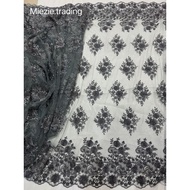 Kain Lace Meter( Grey ) / Lace Fabric Beaded / Embroidery Lace Fabric for high grade dresses baju pengantin