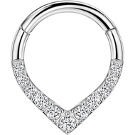 TDEBA 16g 8mm Teardrop Septum Piercing Rings for Women, Teardrop Septum Jewelry with Clear Cubic Zir