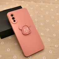 Carristo Samsung Galaxy A02 / M02 Simple Back Silicone Case with Bear Stand I-Ring Ring Soft TPU Cov
