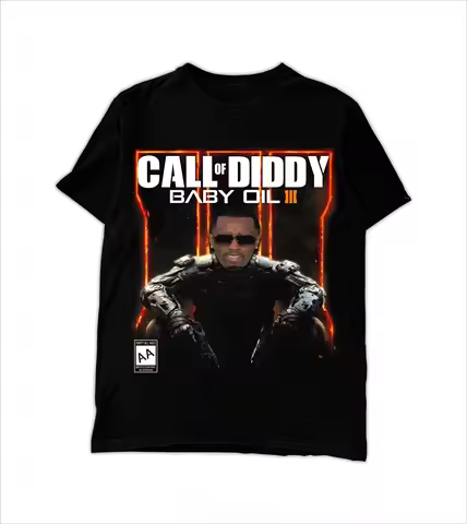 Camiseta Engraçada Call of Diddy Baby Oil Para Homens E Mulheres, Casual, De Algodão, Streetwear, Ma