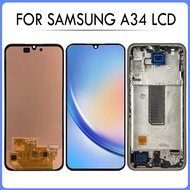 6.5 "OLED สำหรับ Samsung A34 5G A346B A346E A346U หน้าจอสัมผัส LCD พร้อมกรอบสำหรับ SM-A346แสดงอะไหล่