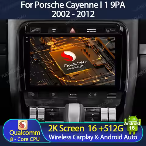 Android 16 Car Radio For Porsche Cayenne I 1 9PA 2002 - 2010 BT 4G LTE 5G WIFI Qualcomm Multimedia V