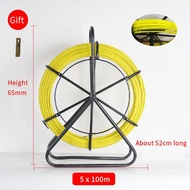 5/6/8mm 50/100m Fiberglass Wire Cable Running Rod Duct Rodder Snakes Fish Tape Rodder Reel Wire Cabl