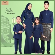 NOELLE Baju Raya Family Sedondon 2024 Baju Kurung Ibu Anak Baju Melayu Ayah Anak Baby Sedondon RAFIDA - NAVY BLUE 02