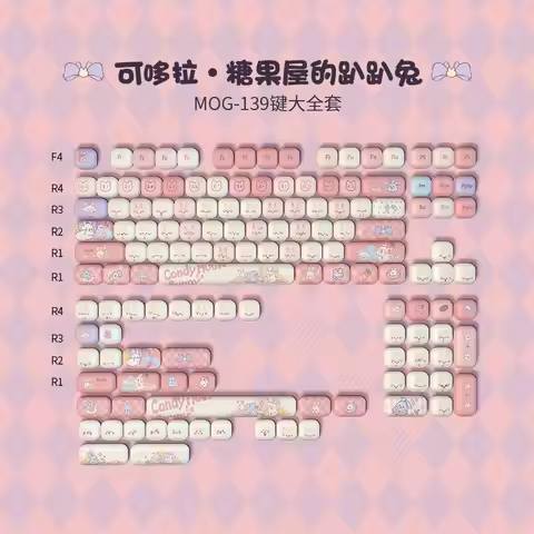 139 Keys Candy Rabbit Hole Keycaps Cherry MOG Highly Sublimated Cute Rabbit Girls Gift High Quality 