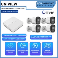 UNIVIEW (UNV) IP ECO series 2MP 4 Channel NVR301-04LS3-P4 Onvif NVR + 4 x UNV 2MP 2.8MM IR30M POE IP
