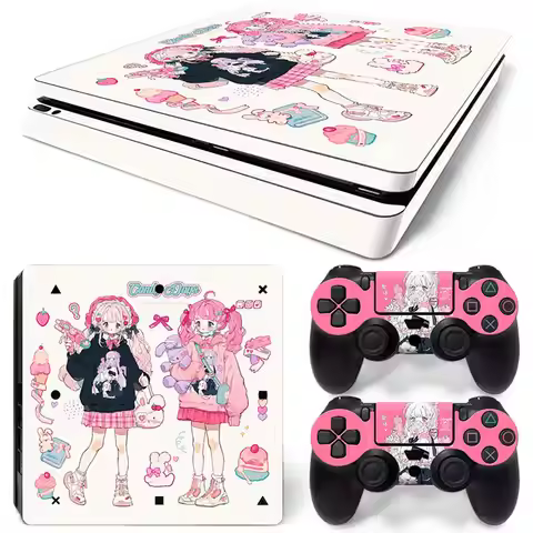 Animi girls design For PS4 Slim Console and 2 Controllers Skin Sticker PS4 slim Removable Cover PVC 