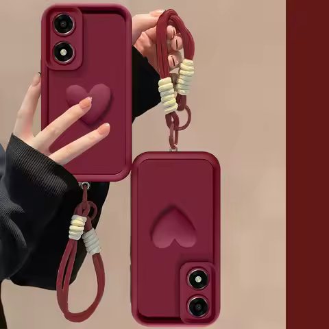 For OPPO A78 5G Case OPPO A58 5G OPPO A78 A58 4G Phone Case Love Heart Strap Shockproof Phone Cover