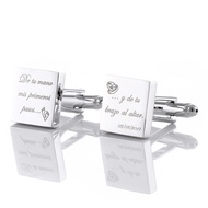 Personalized Men Suit Cufflinks for Weddint Gifts Sliver Square Groom Custom Engraved Cuff links But