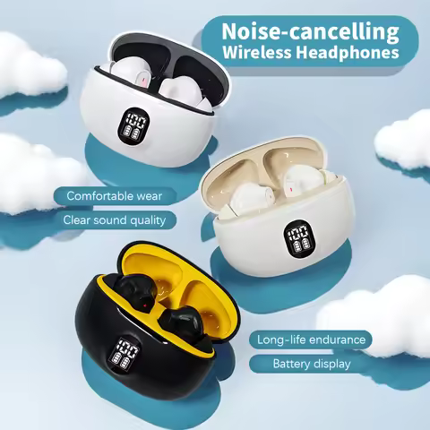 TWS Wireless Bluetooth Earphone Transparent HIFI Headphones LED Power Digital Display Stereo Sound E