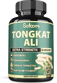 Satoomi 9in1 Tongkat Ali Root Extract 200:1. Equivalent to 3450mg - Support Strength, Energy and Healthy Immune - 150 Capsules - 5 Month Supply, Red