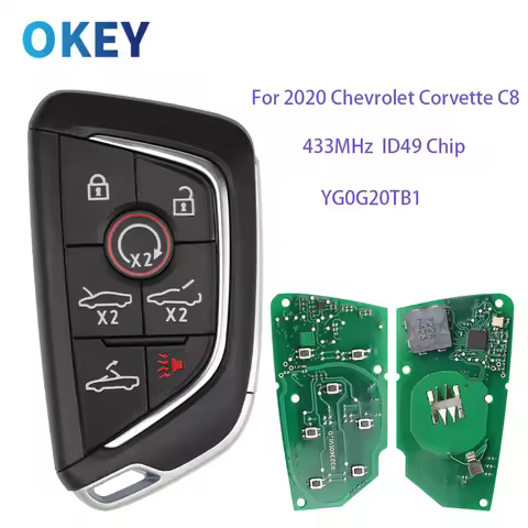 Okey Remote Car Key 433MHz ASK For Chevrolet Corvette C8 2020-2022 YG0G20TB1 Smart P/N: 13538852 135