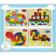 IQ Mart 【Educational Toys】26 pcs Wooden A to Z Alphabet Animal Ship Puzzle 木质英文字母拼图 Susun Suai Abjad