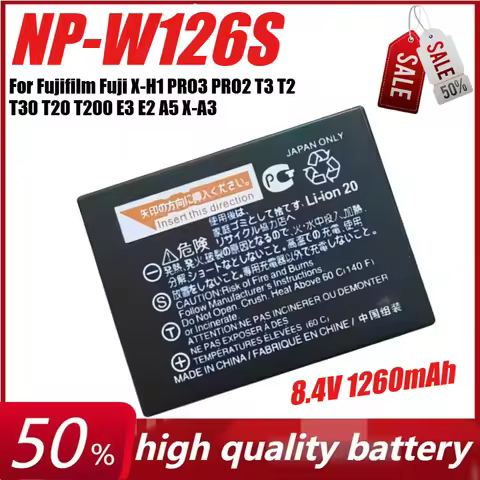 8.4V 1260mAh NP-W126S Camera Battery for Fujifilm Fuji X-H1 PRO3 PRO2 T3 T2 T30 T20 T200 E3 E2 A5 X-
