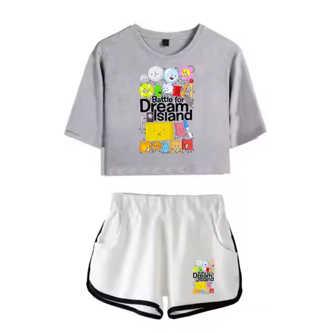Jacknjellify BFDI Battle For Dream Island Suit Vintage 90s Merch Tops Two Piece Set Shorts+TShirt Ha