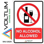 No Alcohol Allowed Prohibition Symbol Stop Sign Label Sticker (Various Sizes) Voltlim SKU 1312