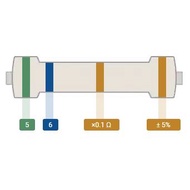 Carbon Film Resistor DIP 1/4W Color Ring 5% Precision 5.6 R/56R/560R/5.6k/56k/560k