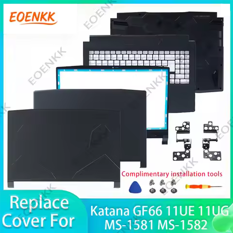 For MSI Katana GF66 11UE 11UG MS-1581 1582 Housing Set, Bottom Cover Top Palmrest Back Cover Front B
