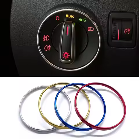 Car Headlight Switch Decorative Frame Trim Ring Sticker Fit for Volkswagen VW Golf Jett MK5 MK6 Pass