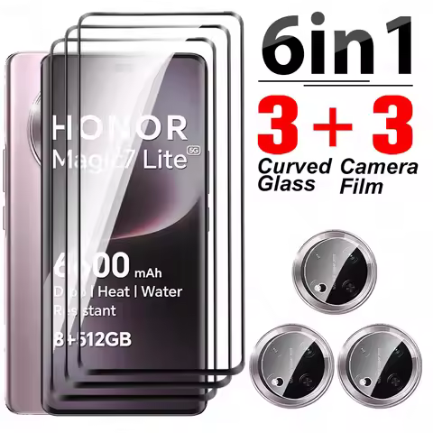 For Honor Magic7 Lite Curved Glas 6in1 Tempered Glass Camera Film Honor X9c Magic 7 Lite Magic7Lite 