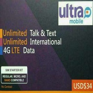 美國 數據卡 30天 4G 4GB + 128kbps無限數據 上網卡  +無限美國當地/香港通話(多達75個國家) SIM CARD