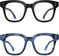2 Pack Blue Light Blocking Glasses Oversize Thick Frame eyeglasses For Men Women Stylish Filter Blue Ray Computer Eyewear