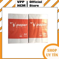 1 Ram 500 Tờ Giấy in A4 V-paper 62GSM Giấy photocopy đều màu in láng mịn.