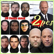 2Pcs 3D Printed Celebrity Balaclava Funny Face Mask UV Protection Sunscreen Ronaldo Messi Mr. Bean I