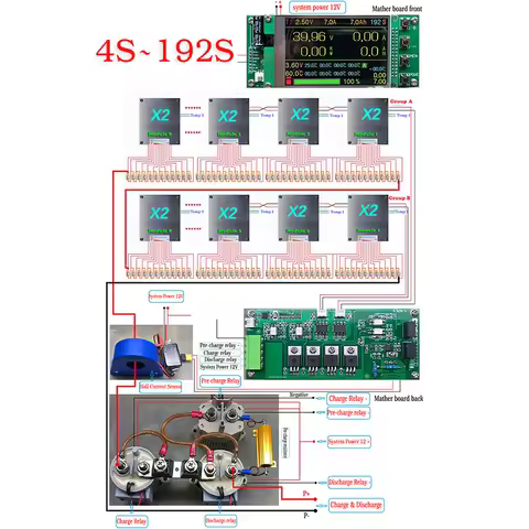 4S to 96S 108S 120S 200A Relay DIY BMS With LCD For LTO /LiFePO4 /Li-ion Multiple Series Battery Com