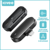 KIvee Mic Clip Bluetooth Mini Lavalier Microphone Youtuber Vlog Tanpa Kabel Mic Jepit Wireless Mikro