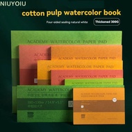 NIUYOIU Watercolor Paper Block, 20 Sheets 100% Cotton Watercolor Sketchbook, Art Paper 300g 32K 16K 