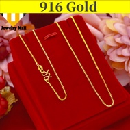 Gold 916 Original Necklace Women Singapore Chain for Men Korean Style Gold Wedding Jewelry Pendant Couple Necklace