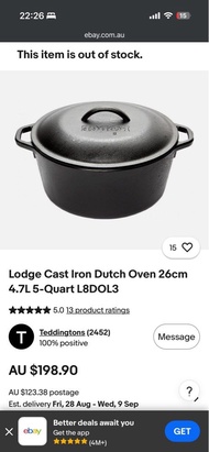 Lodge 鑄鐵鍋 26cm 4.7L 連蓋