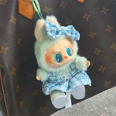 Labubu 3.0 Outfit Clothes Blue Pink Strap Fragrant Skirt Set Sweet for Labubu Clothes Outfit