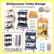 Multi-Purpose Storage Utility Cart Foldable Trolley Organizer Cart Kitchen Rack Movable Push Cart