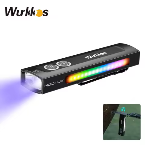 Wurkkos HD01 UV Multifunctional EDC Flashlight 1200 LM with 365nm UV light White 90CRI LED Side RGB 