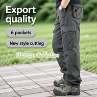 Lelaki Seluar Kargo Six pocket Strightcut Slack 6 Pocket(B) Kain Tebal Cargo Pant Multi👌💥💥
