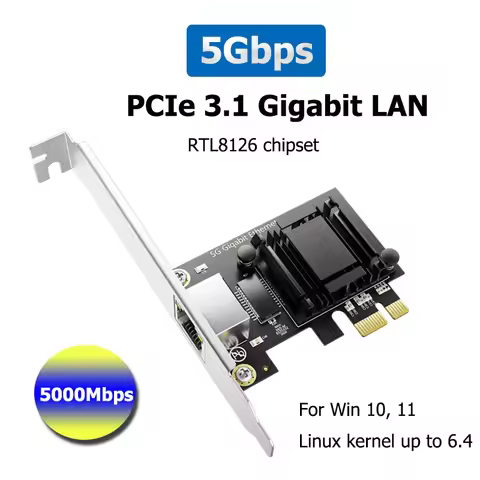 5Gbps Pcie to RJ45 Network Card Realtek 8126 100Mbps/1G/2.5G/5G RJ45 Interface Gigabit Ethernet PCI 