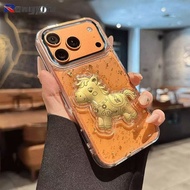 Gold Foil Pony New Year Phone Case For Xiaomi 17 Pro Max 15 Ultra 15S 14 13 Poco F7 Pro 5G Cartoon C
