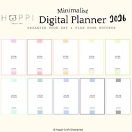 [Happi] Perancang Harian Digital 2026 Digital Monthly Weekly Daily Planner Minimalist Notes