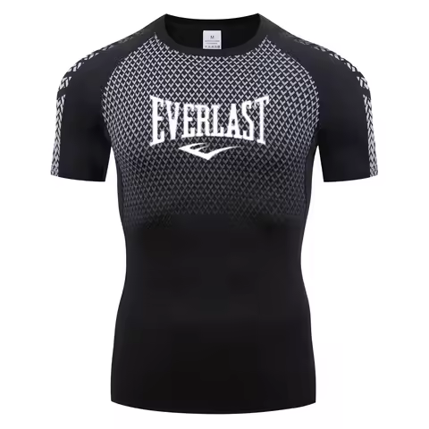 EVERLAST Mens SHOR Compression 3D Printed T-Shirt Sun Protection Second Leyer Skin Running Fitness R