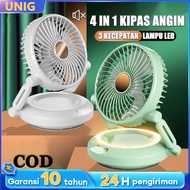 【Dapat ditempel di dinding】UNIG Kipas Penyimpanan Lipat 6000mAh Kipas Angin Portable Cas Tidak Berisik Putar 180° Kipas angin mini meja listrik 3 kecepatan