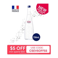 Evian Sparkling Carbonated Natural Mineral Water 750ml Glass Bottle
