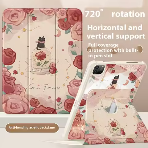 Flower Print For iPad Case ipad A16 Pro 4 5 6 10th 11th Gen Rotating Tablet Cover Funda Ipad Air 3 4