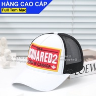 [A266]Mũ Lưỡi Trai Nón Kết DSQUARED2 Thêu Logo Đỏ Lớn Vải Cotton Trắng Phối Lưới Đen Thoáng Mát Form