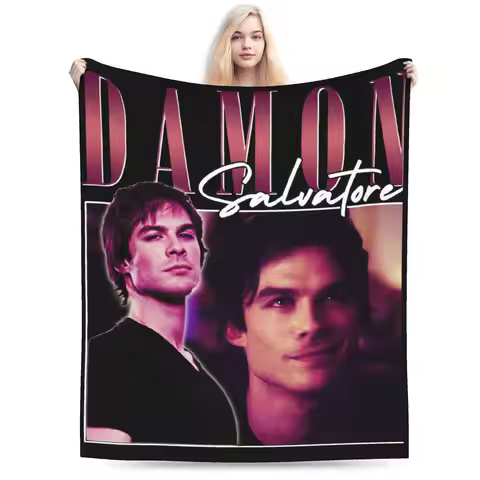 Damon Salvatore Ian Somerhalder The Vampire Diaries Blankets Fleece Winter Ultra-Soft Throw Blankets