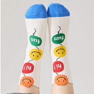 5pairs Unisex Kids Funny Smile Face Mid Tube Socks 3-12Y Children's Colorful Gift stockings Autumn W