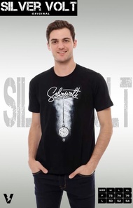 kaos pria distro silvervolt motif jam bahan katun baju cowok dewasa ariel noah keren terbaru 2024