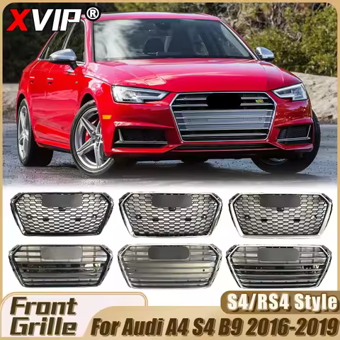 XVIP Perfect Match Silver Frame RS4 Style Upper Grille For Audi A4 S4 B9 16-19 Front Chrome S4 Style